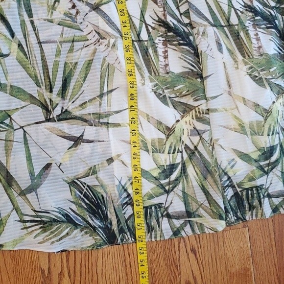 JUST TAYLOR PALM BAMBOO MAXIDRESS GREEN CREAM SIZE 8 EMPIRE WAIST FLUTTER SLEEVE - Picture 15 of 15